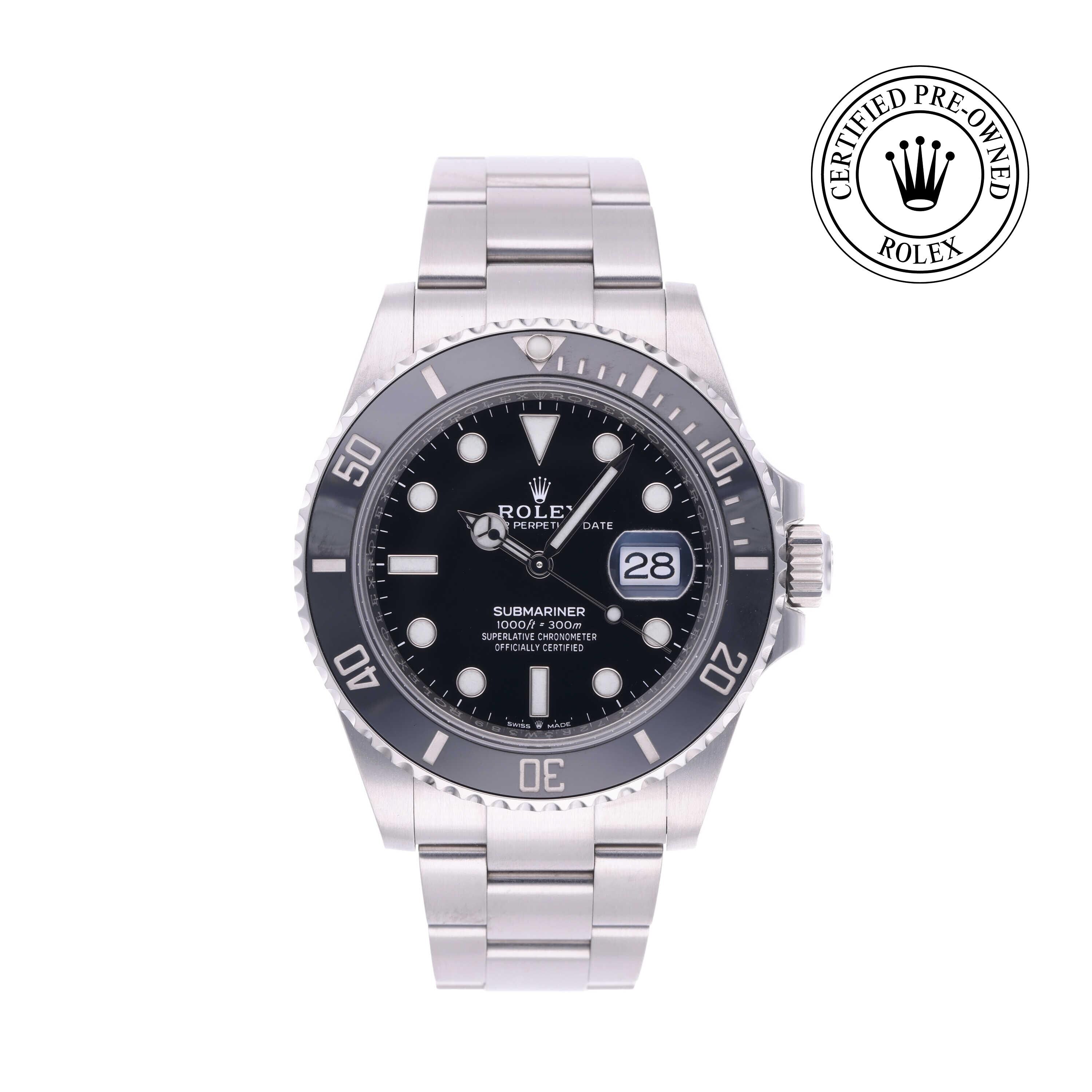 Rolex Certified Pre-owned Submariner M126610LN-0001 front on white background