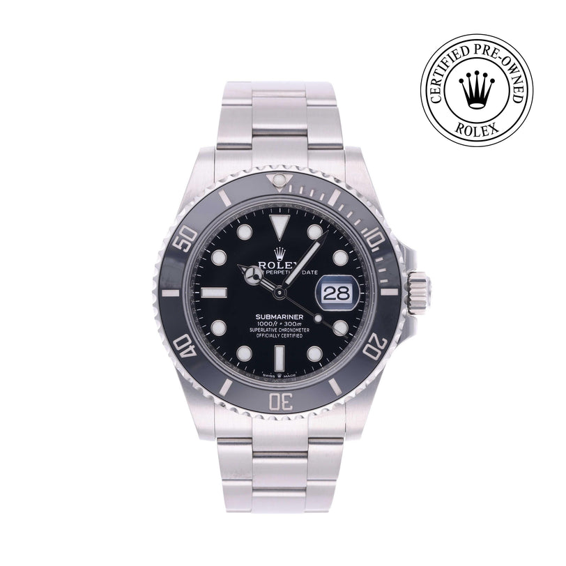 Rolex Certified Pre-owned Submariner M126610LN-0001 front on white background