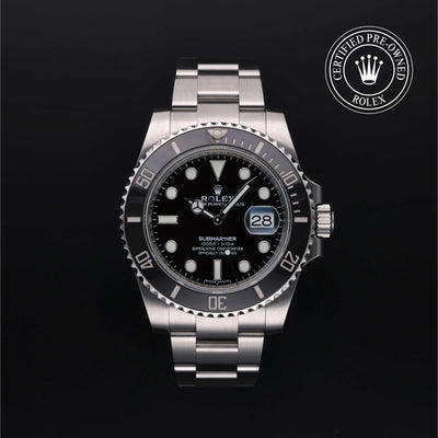 Rolex Certified Pre-owned Submariner M116610LN-0001 front on black background