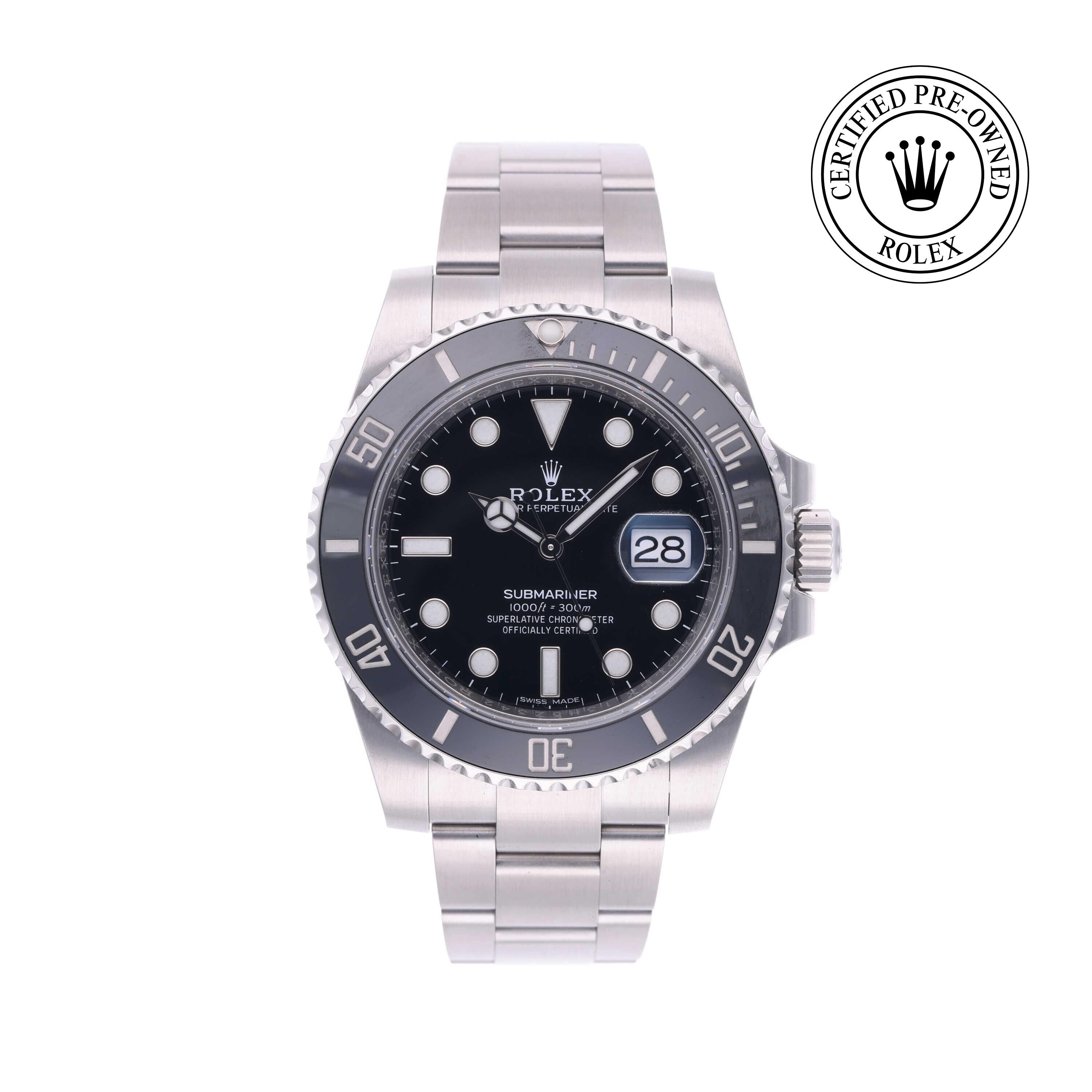 Rolex Certified Pre-owned Submariner M116610LN-0001 front on white background