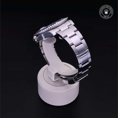 Rolex Certified Pre-owned GMT M126710BLRO-0002 front on black background