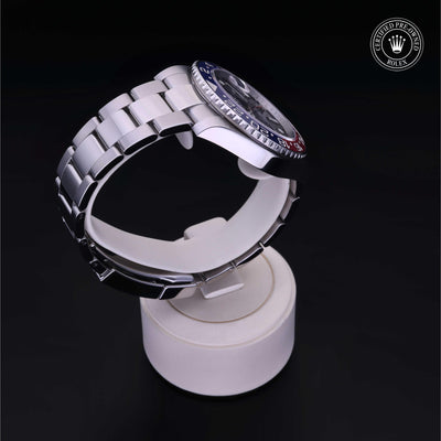 Rolex Certified Pre-owned GMT M126710BLRO-0002 front on black background