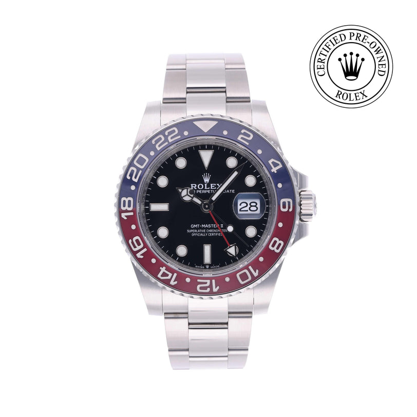 Rolex Certified Pre-owned GMT M126710BLRO-0002 front on white background
