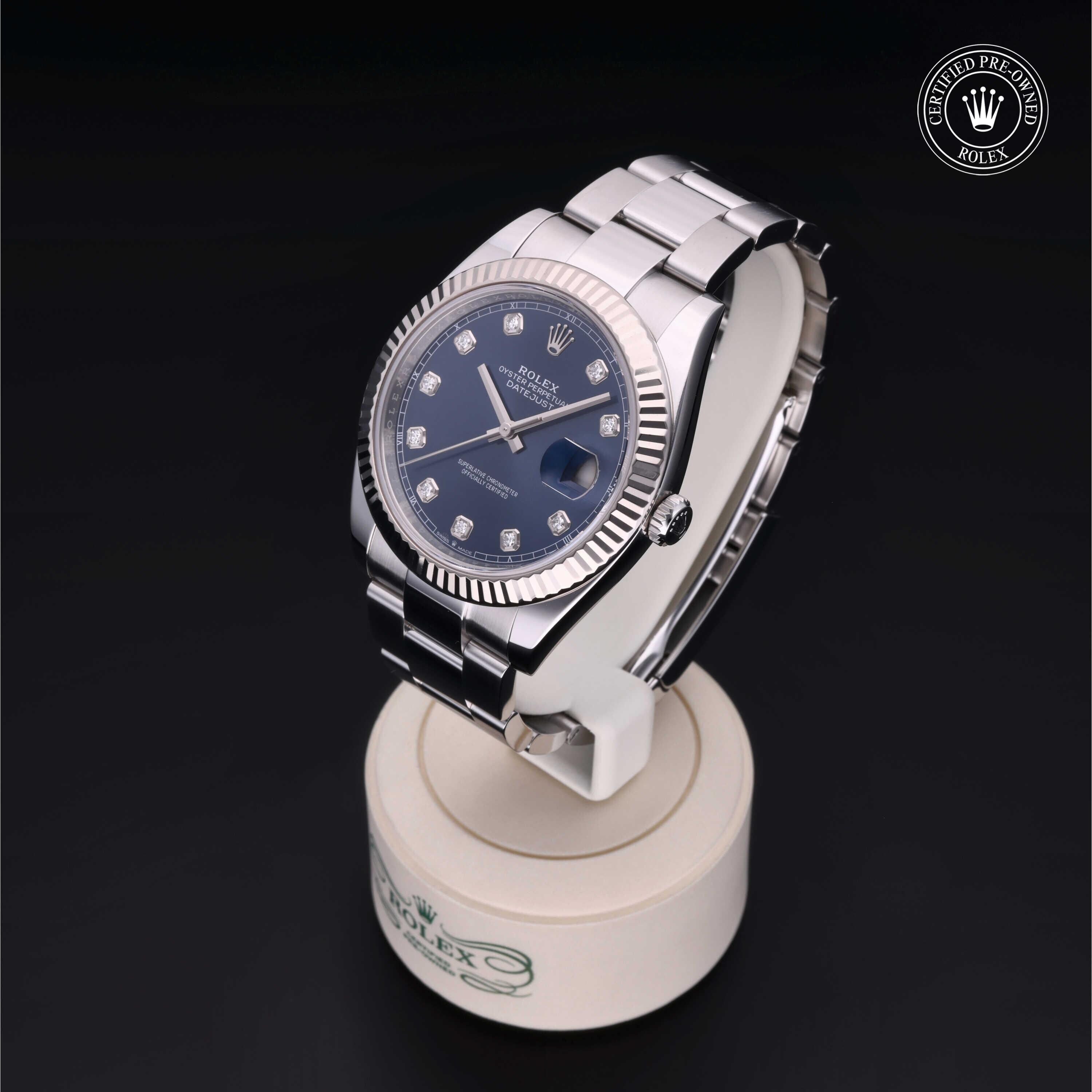 Rolex Certified Pre-owned Datejust M126334-0015 front on black background