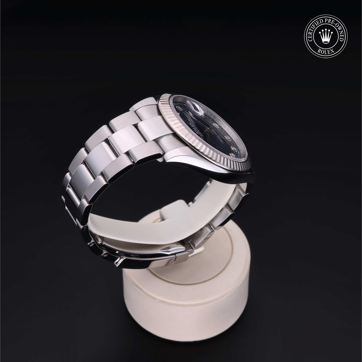 Rolex Certified Pre-owned Datejust M126334-0015 front on black background