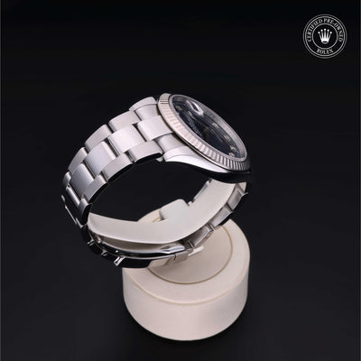 Rolex Certified Pre-owned Datejust M126334-0015 front on black background