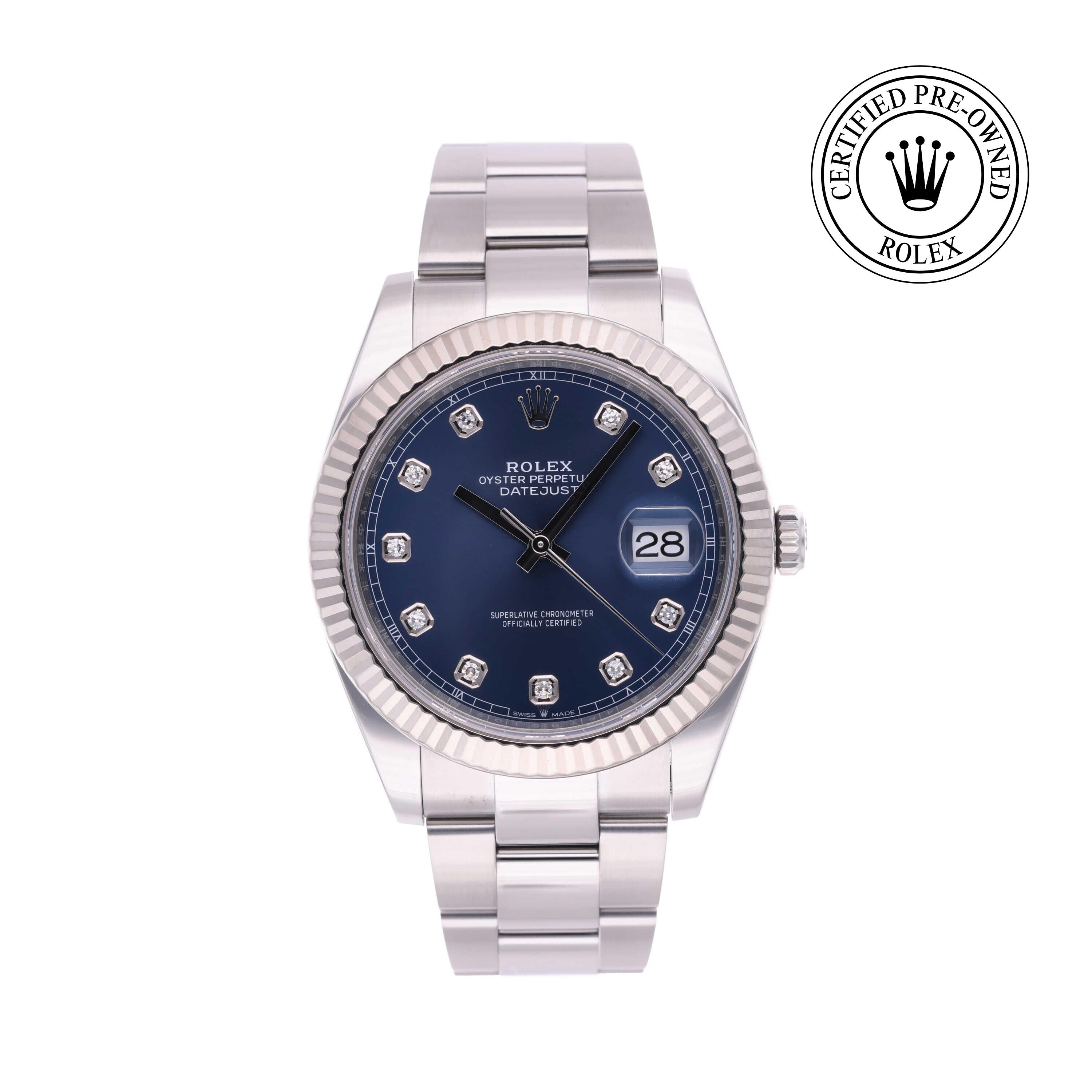 Rolex Certified Pre-owned Datejust M126334-0015 front on white background