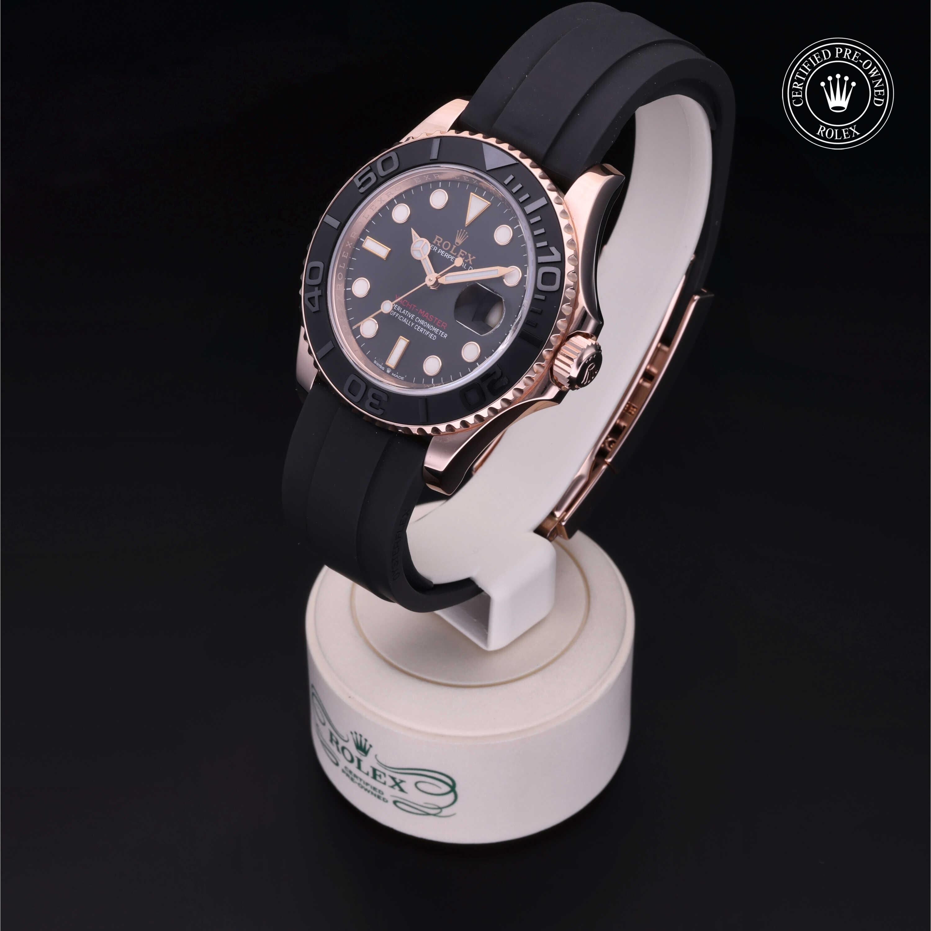 Rolex Certified Pre-owned Yacht-Master M126655-0003 front on black background