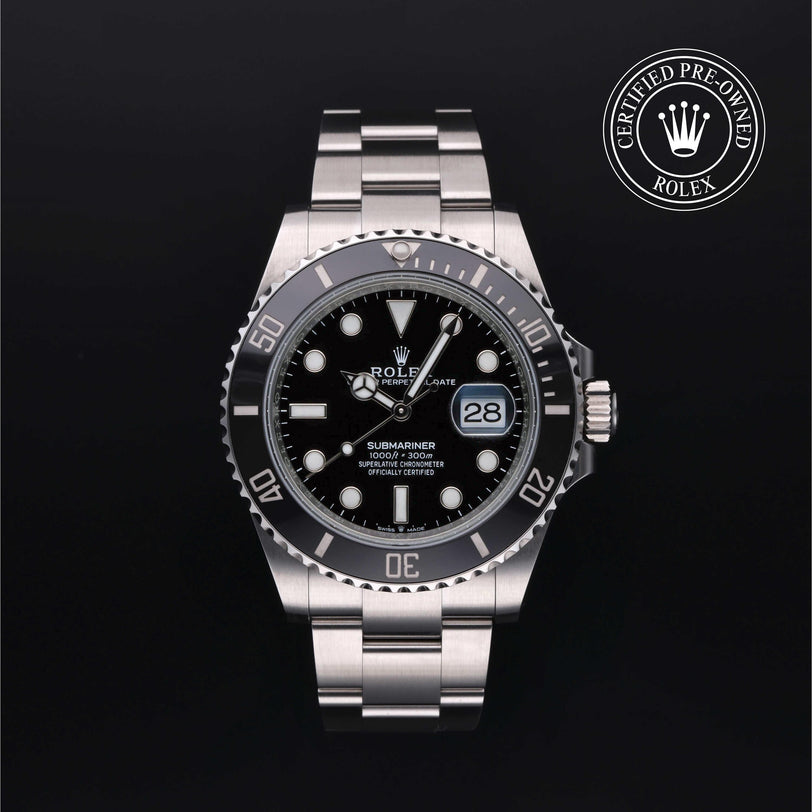 Rolex Certified Pre-owned Submariner M126610LN-0001 front on black background