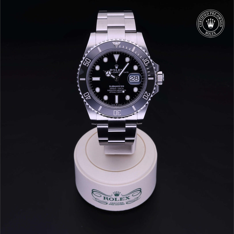 Rolex Certified Pre-owned Submariner M126610LN-0001 front on black background