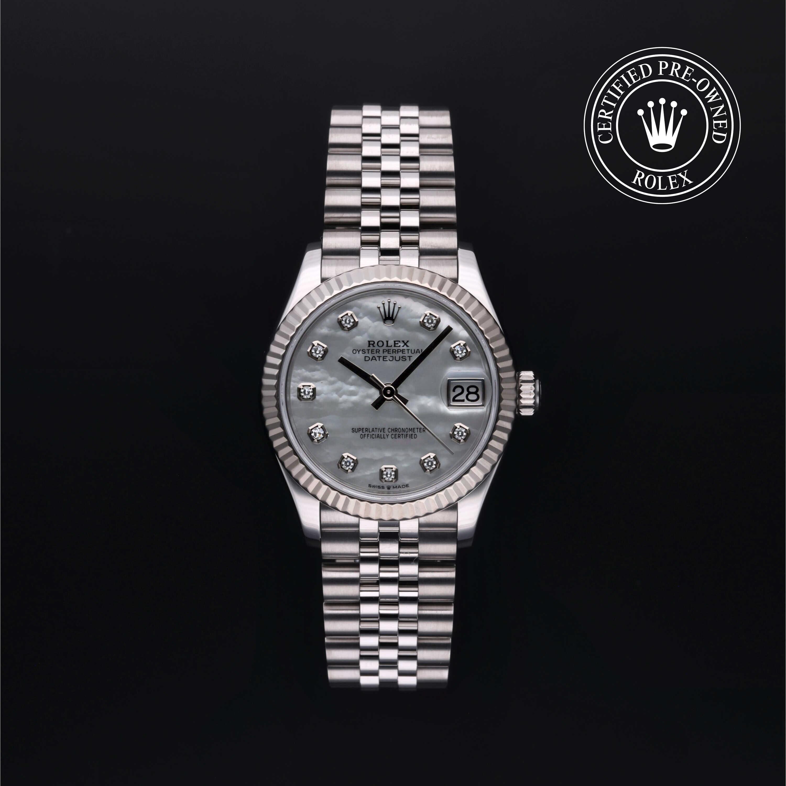 Rolex Certified Pre-owned Lady Datejust M278274-0006 front on black background