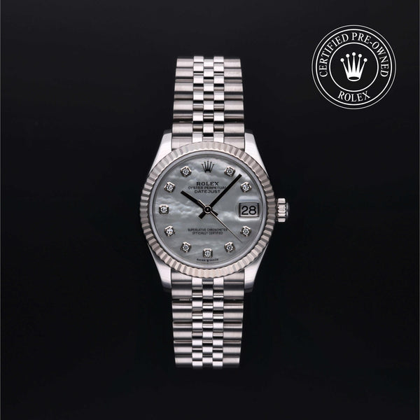 Rolex Certified Pre-owned Lady Datejust M278274-0006 front on black background