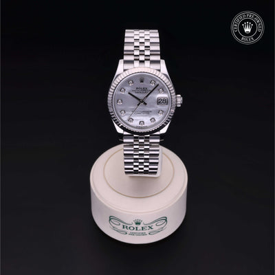 Rolex Certified Pre-owned Lady Datejust M278274-0006 front on black background