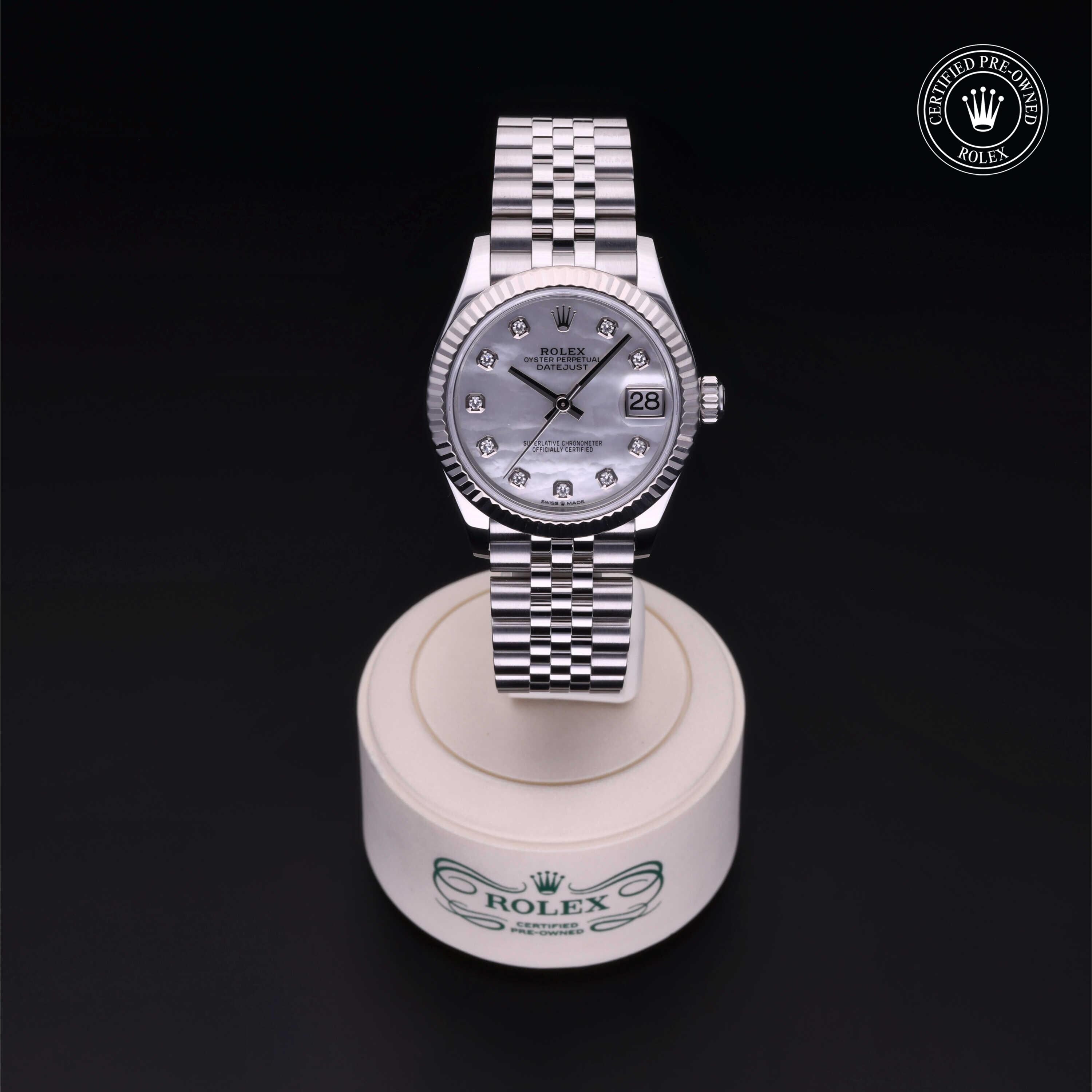Rolex Certified Pre-owned Lady Datejust M278274-0006 front on black background