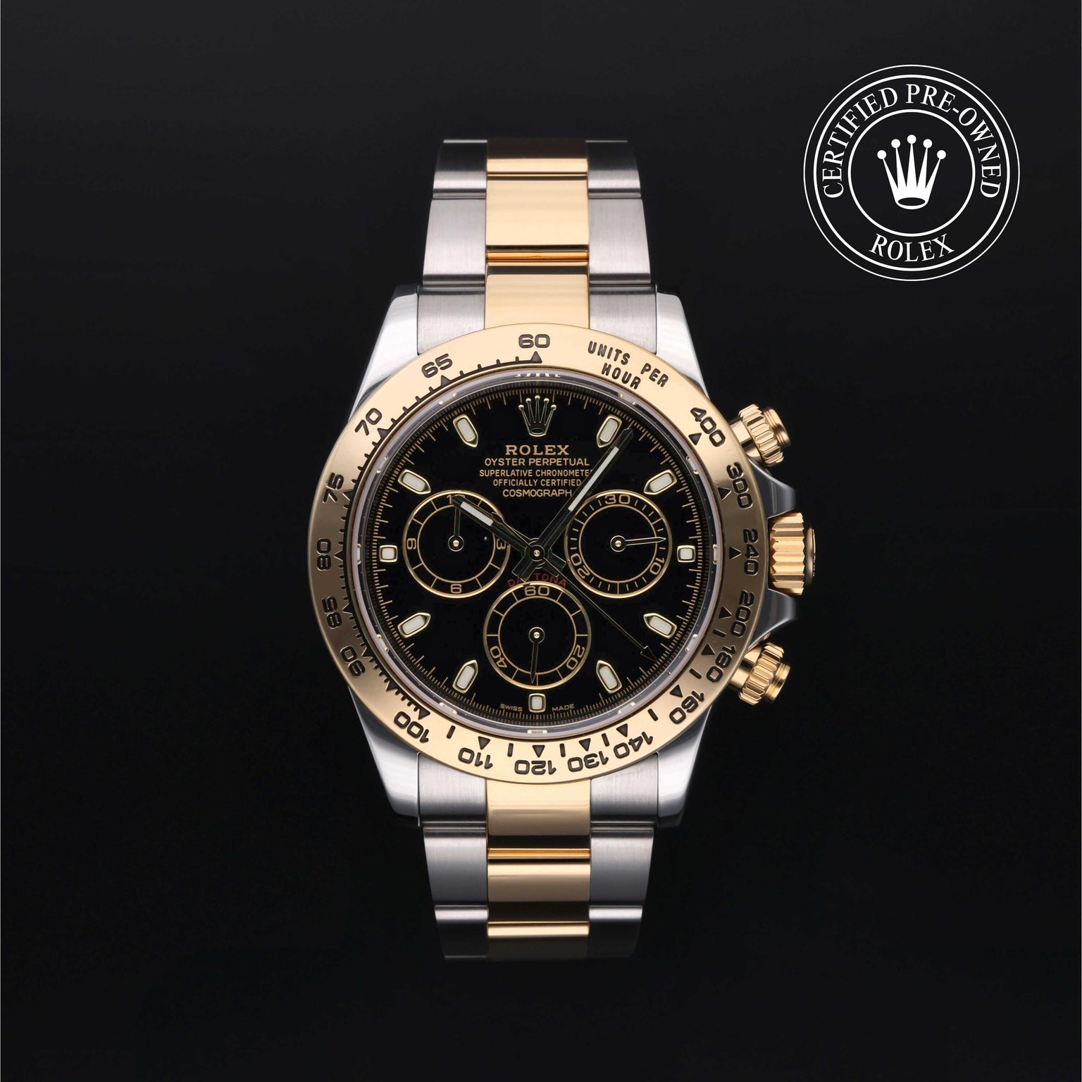 Rolex Certified Pre-owned Daytona M116503-0004 front on black background