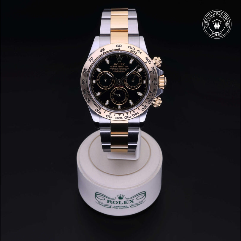 Rolex Certified Pre-owned Daytona M116503-0004 front on black background