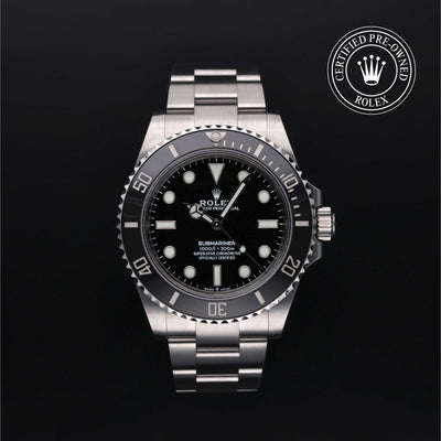 Rolex Certified Pre-owned Submariner M124060-0001 front on black background