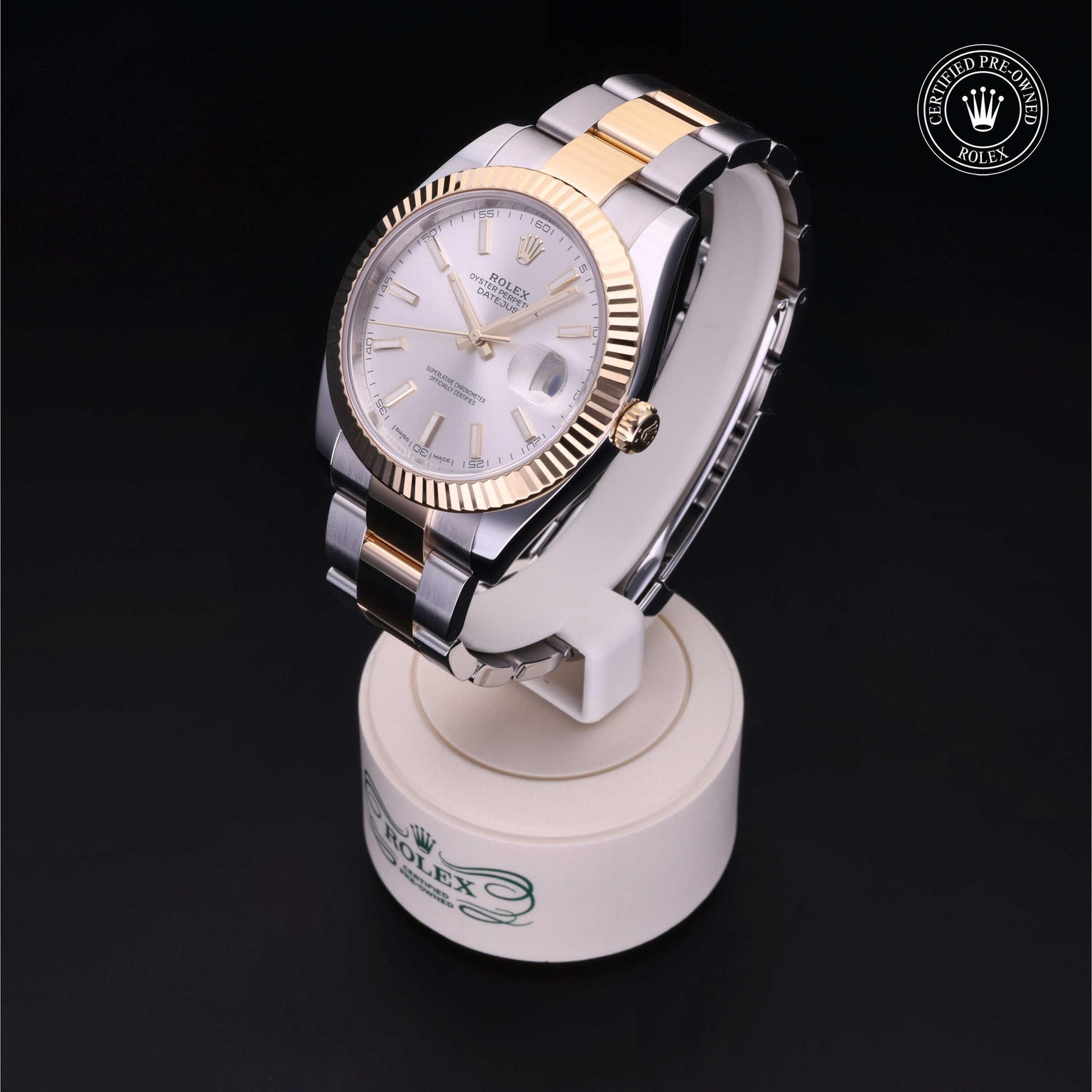 Rolex Certified Pre-owned Datejust M126333-0001 front on black background
