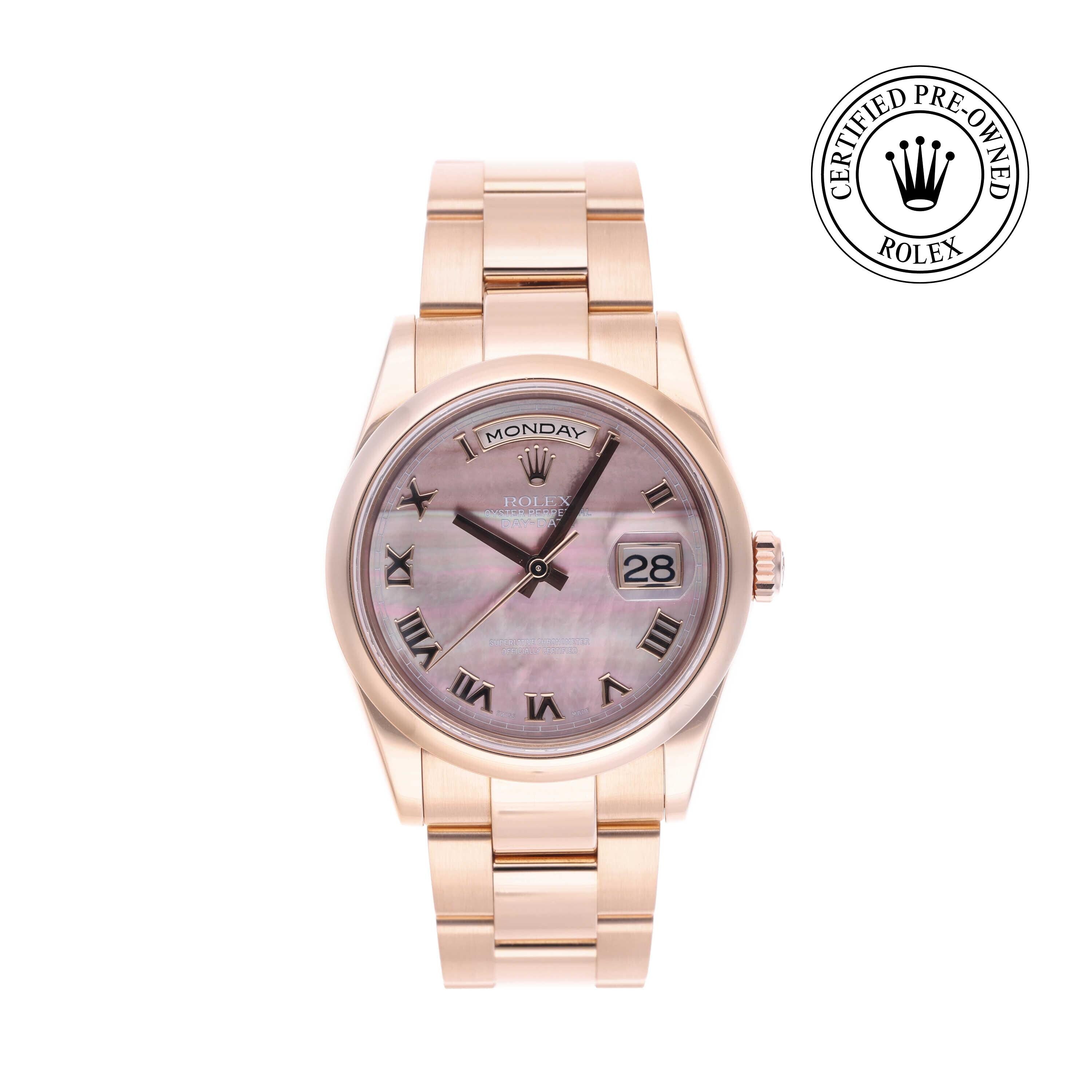 Rolex Certified Pre-owned Day-date M118205-0044 front on white background