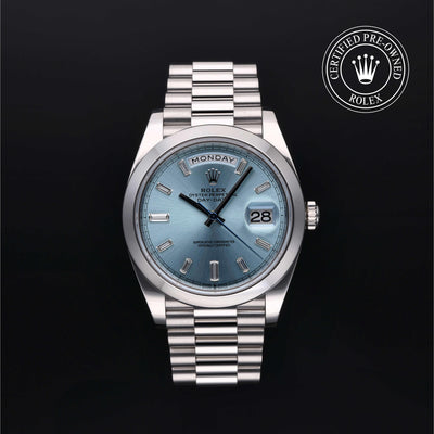 Rolex Certified Pre-owned Day-date M228206-0002 front on black background