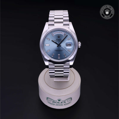 Rolex Certified Pre-owned Day-date M228206-0002 front on black background