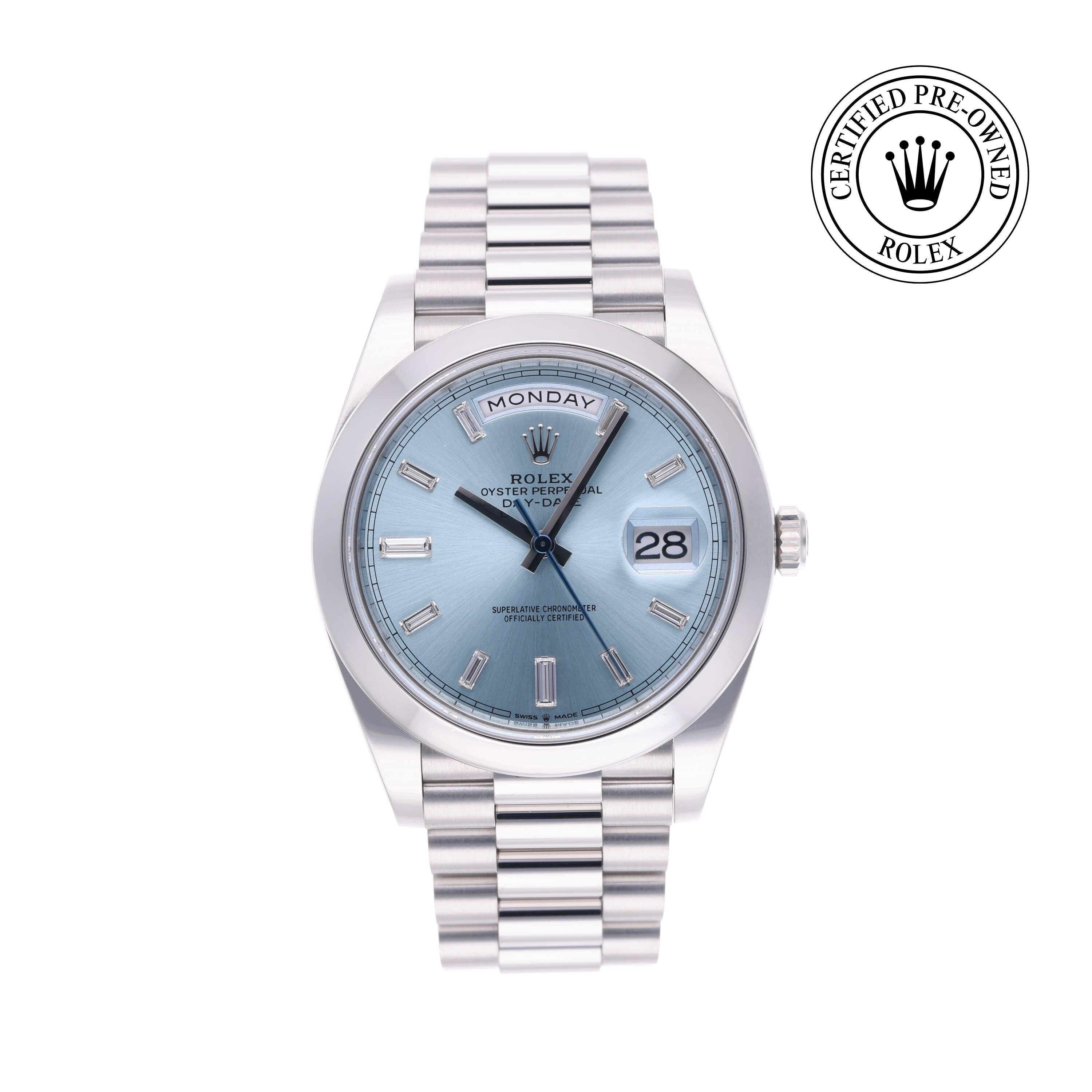Rolex Certified Pre-owned Day-date M228206-0002 front on white background