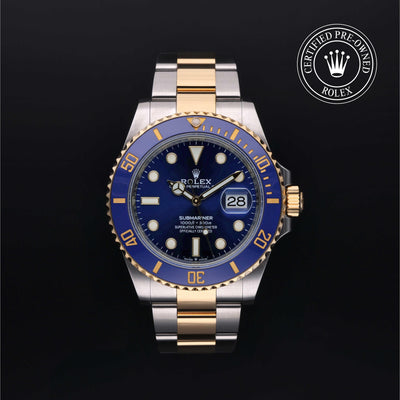 Rolex Certified Pre-owned Submariner M126613LB-0002 front on black background