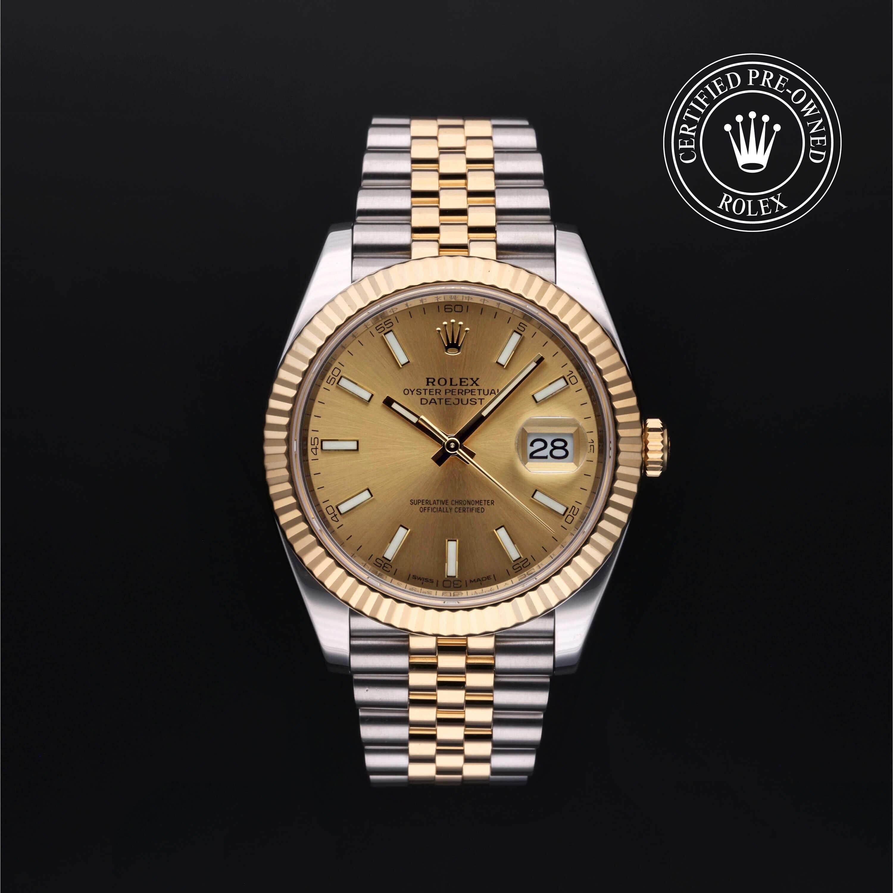 Rolex Certified Pre-owned Datejust M126333-0010 front on black background