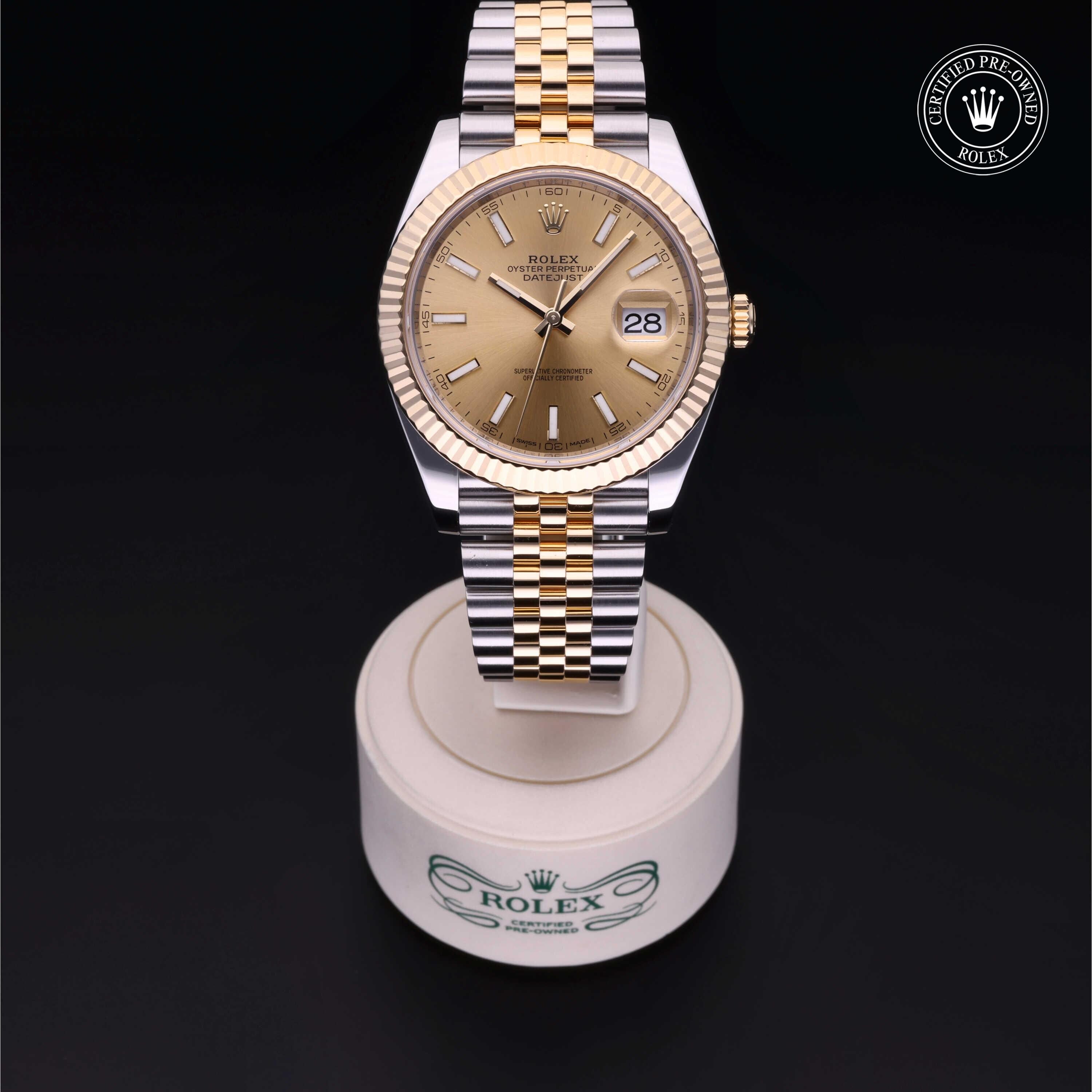 Rolex Certified Pre-owned Datejust M126333-0010 front on black background