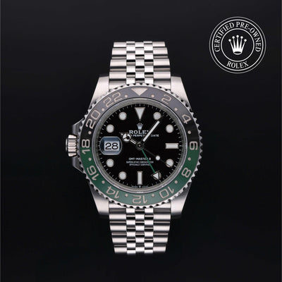 Rolex Certified Pre-owned GMT M126720VTNR-0002 front on black background