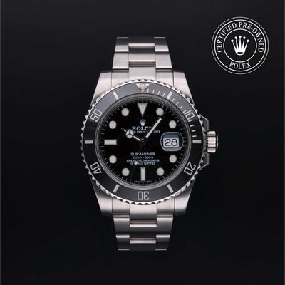 Rolex Certified Pre-owned Submariner M116610LN-0001 front on black background