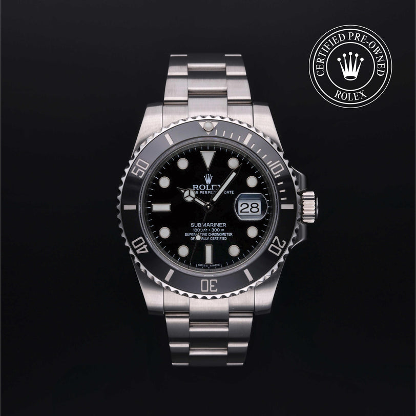Rolex Certified Pre-owned Submariner M116610LN-0001 front on black background