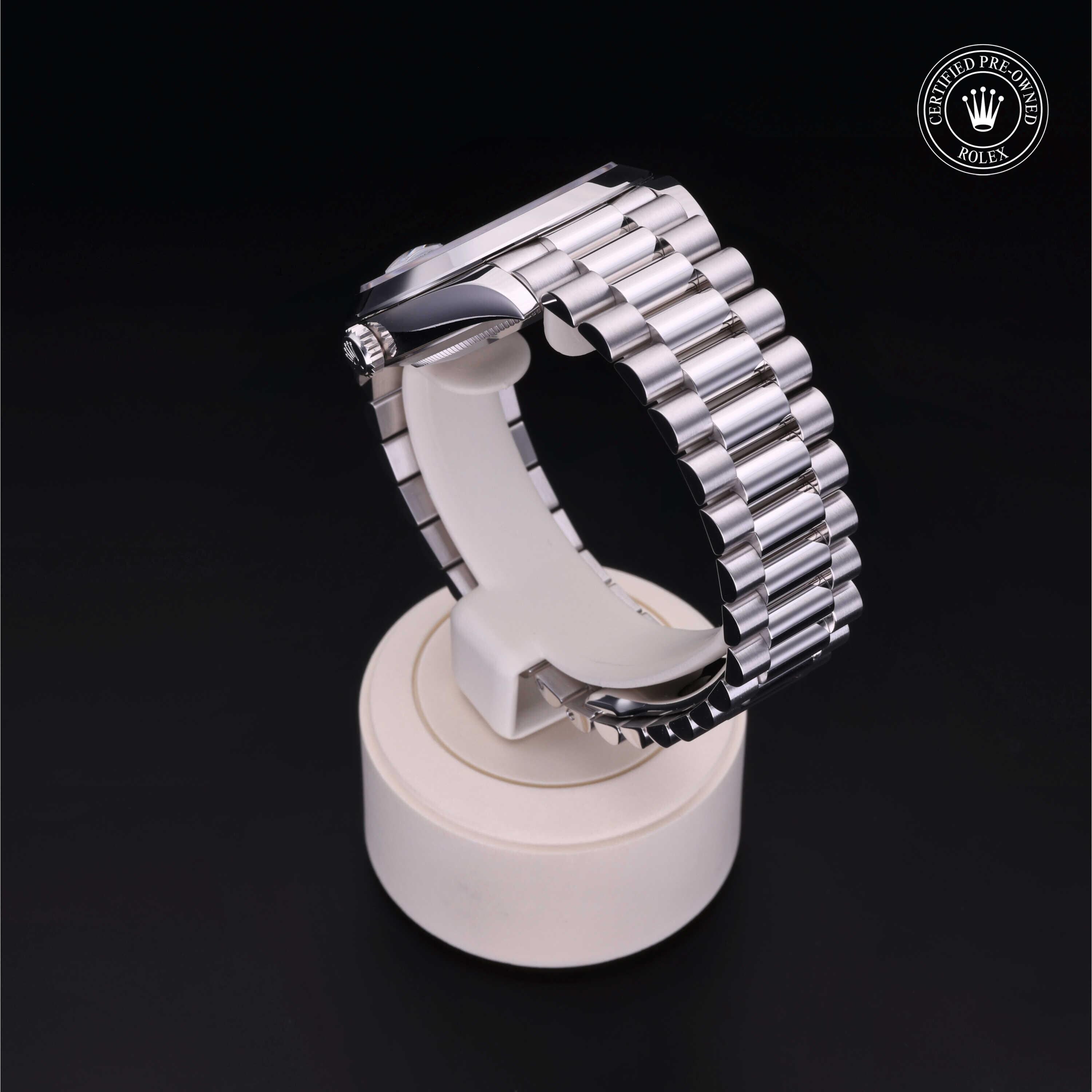 Rolex Certified Pre-owned Day-date M228206-0044 front on black background
