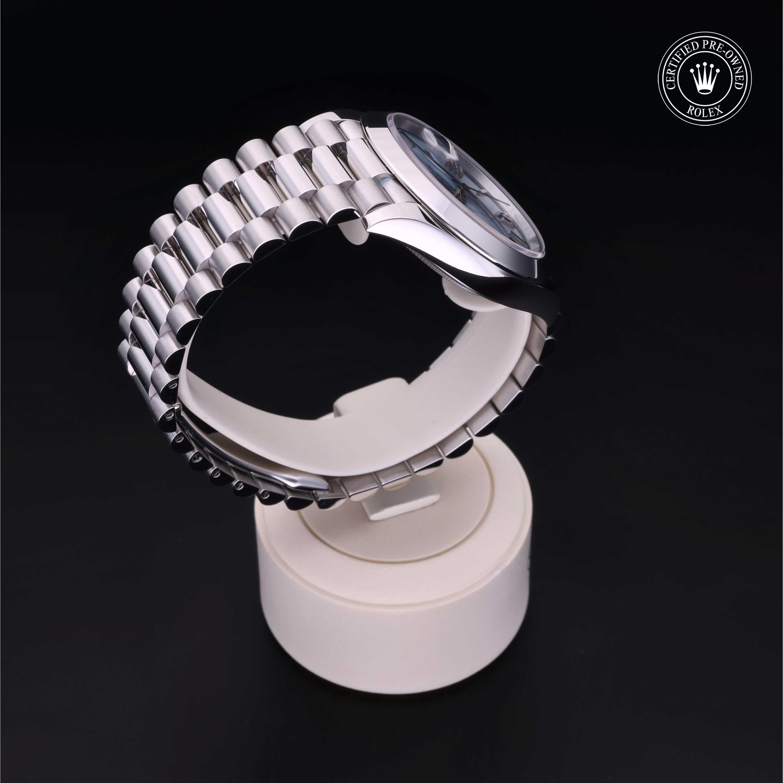 Rolex Certified Pre-owned Day-date M228206-0044 front on black background