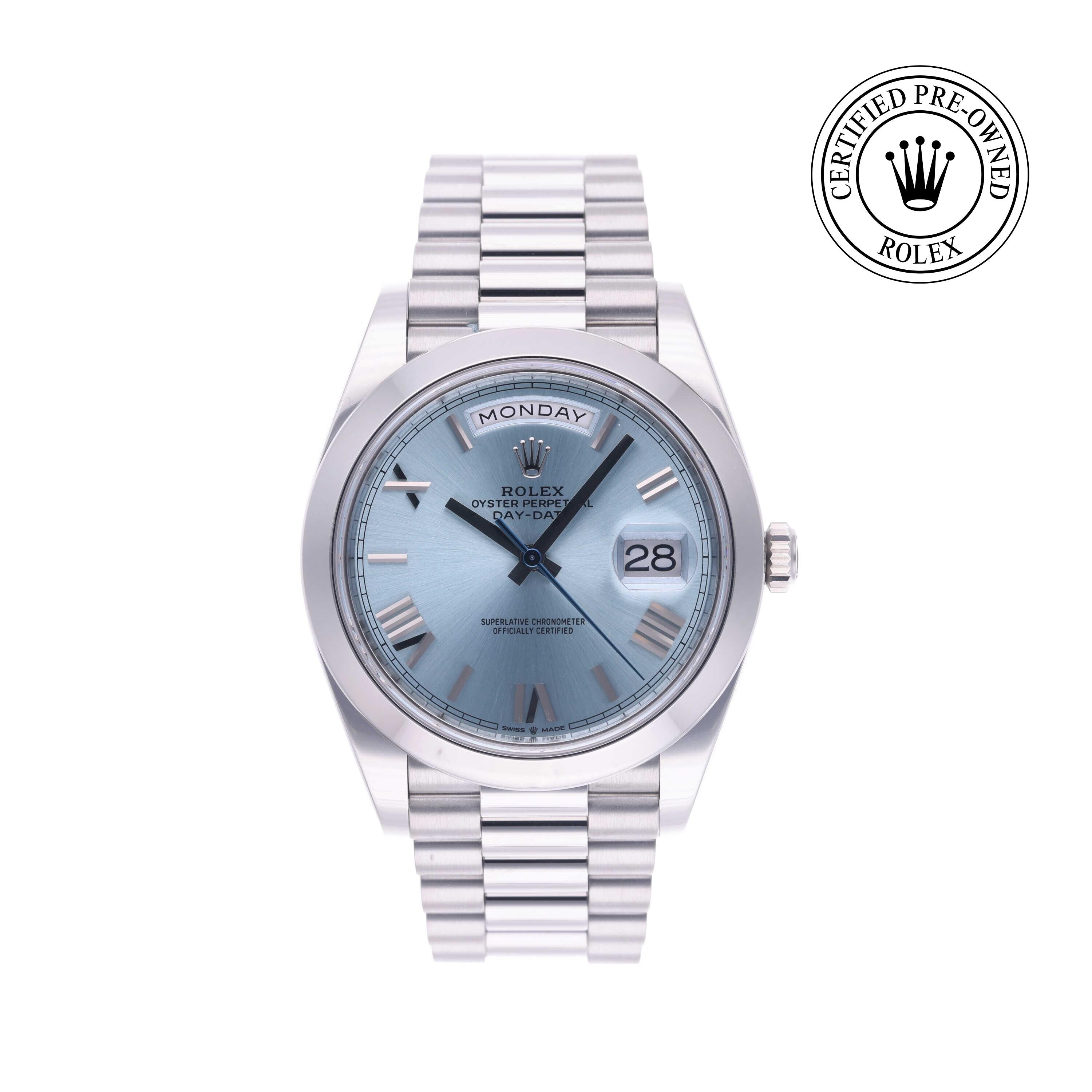 Rolex Certified Pre-owned Day-date M228206-0044 front on white background