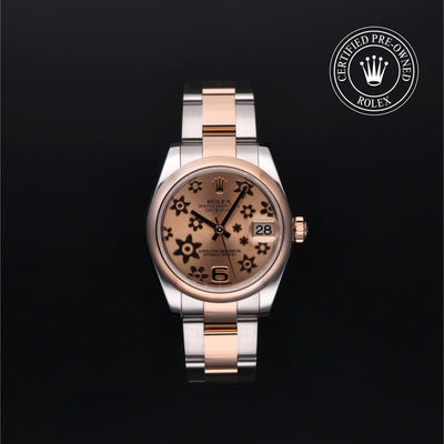 Rolex Certified Pre-owned Lady Datejust M178241-0075 front on black background