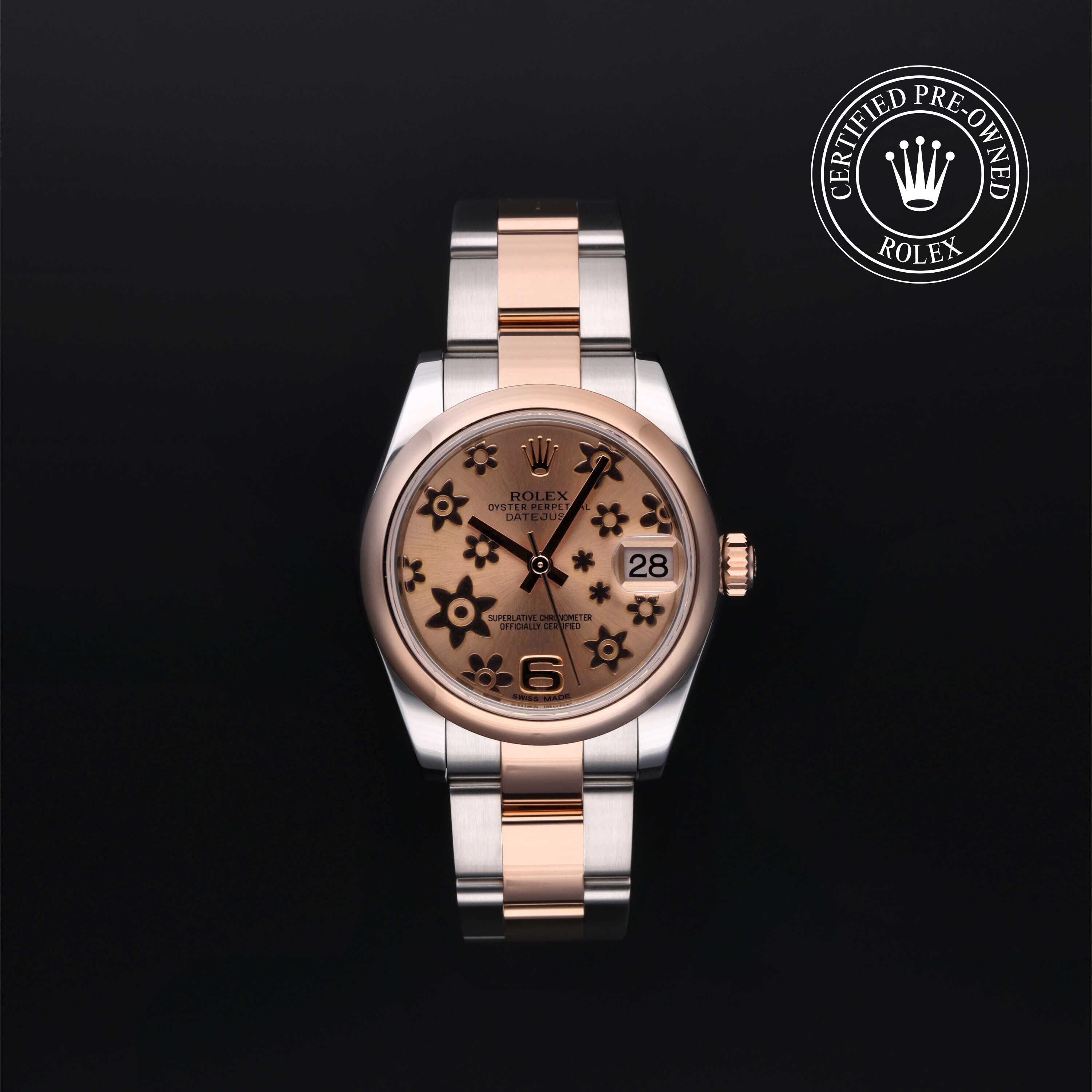 Rolex Certified Pre-owned Lady Datejust M178241-0075 front on black background