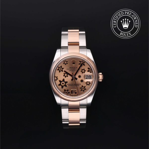 Rolex Certified Pre-owned Lady Datejust M178241-0075 front on black background