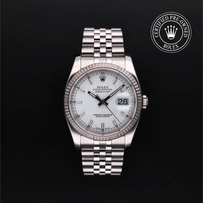 Rolex Certified Pre-owned Datejust M116234-0014 front on black background