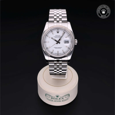 Rolex Certified Pre-owned Datejust M116234-0014 front on black background