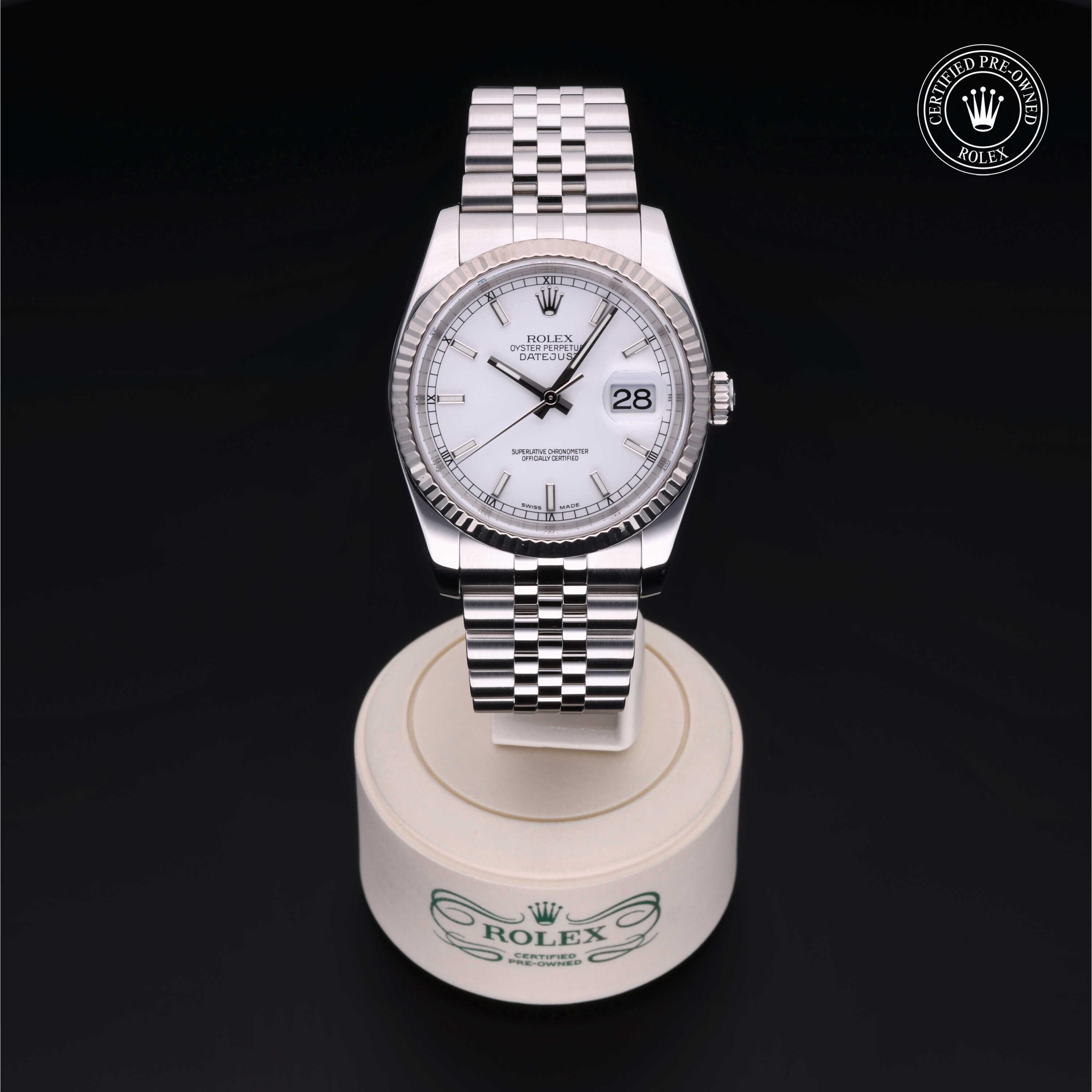 Rolex Certified Pre-owned Datejust M116234-0014 front on black background