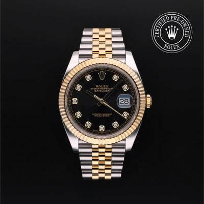 Rolex Certified Pre-owned Datejust M126333-0006 front on black background