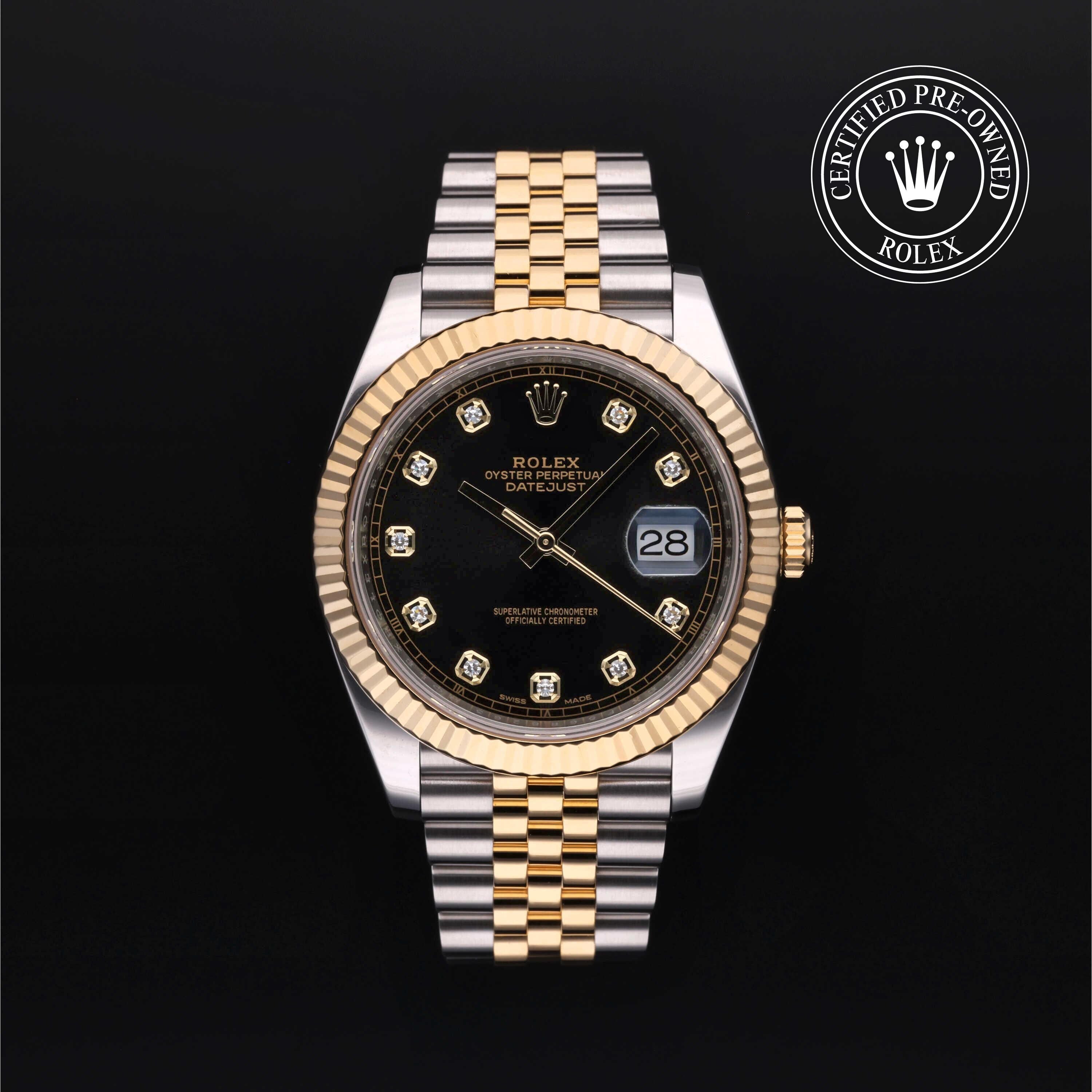 Rolex Certified Pre-owned Datejust M126333-0006 front on black background