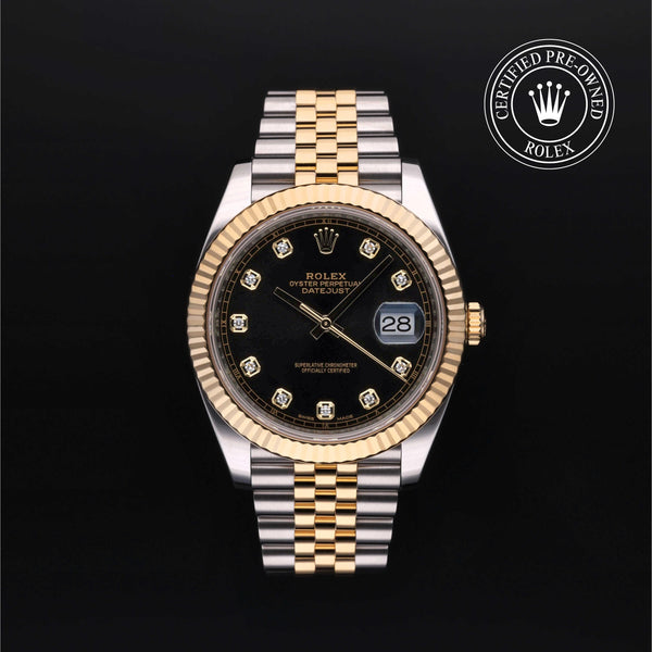 Rolex Certified Pre-owned Datejust M126333-0006 front on black background