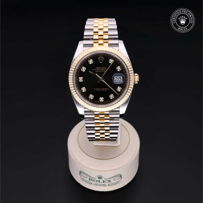 Rolex Certified Pre-owned Datejust M126333-0006 front on black background