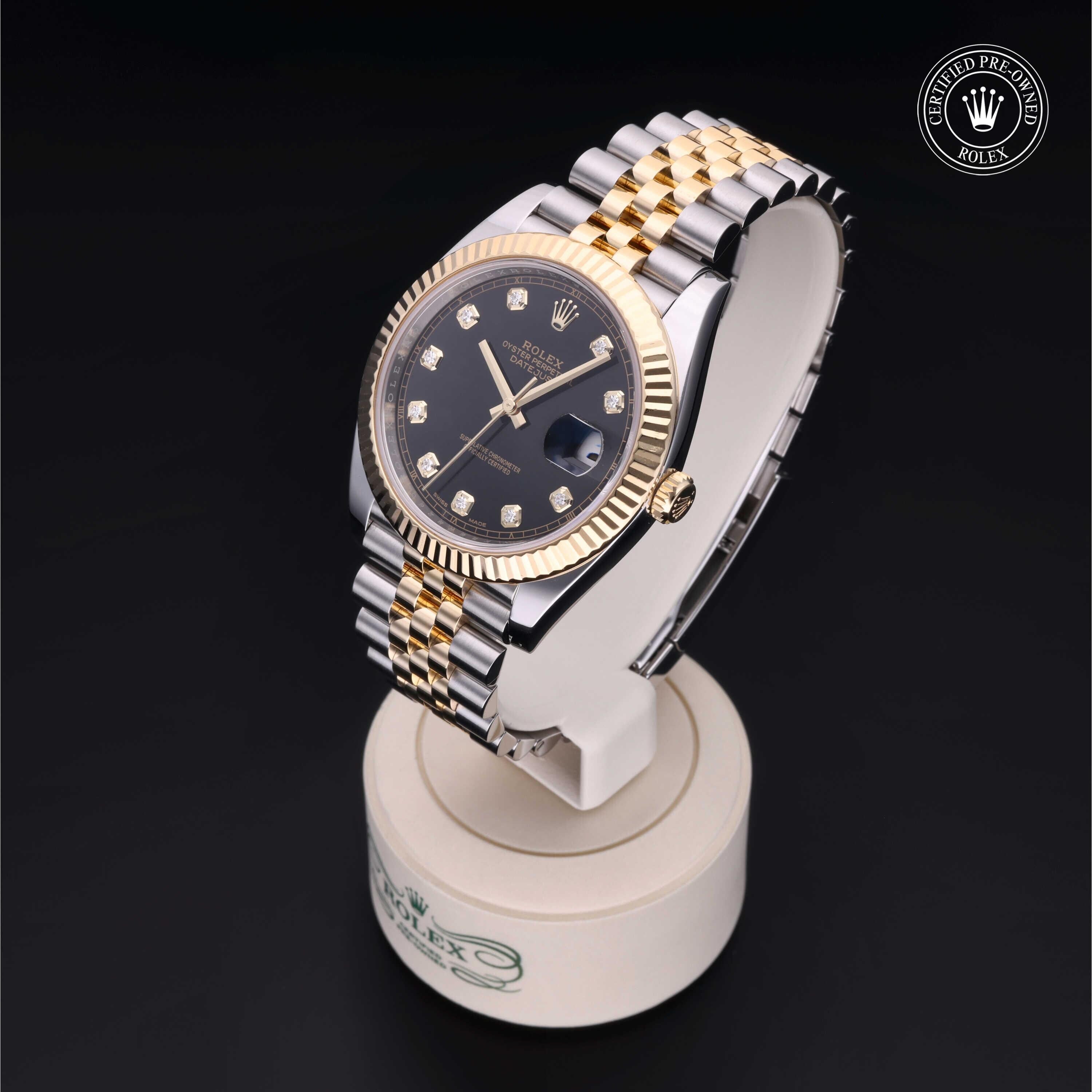 Rolex Certified Pre-owned Datejust M126333-0006 front on black background