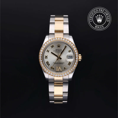 Rolex Certified Pre-owned Lady Datejust M178383-0019 front on black background