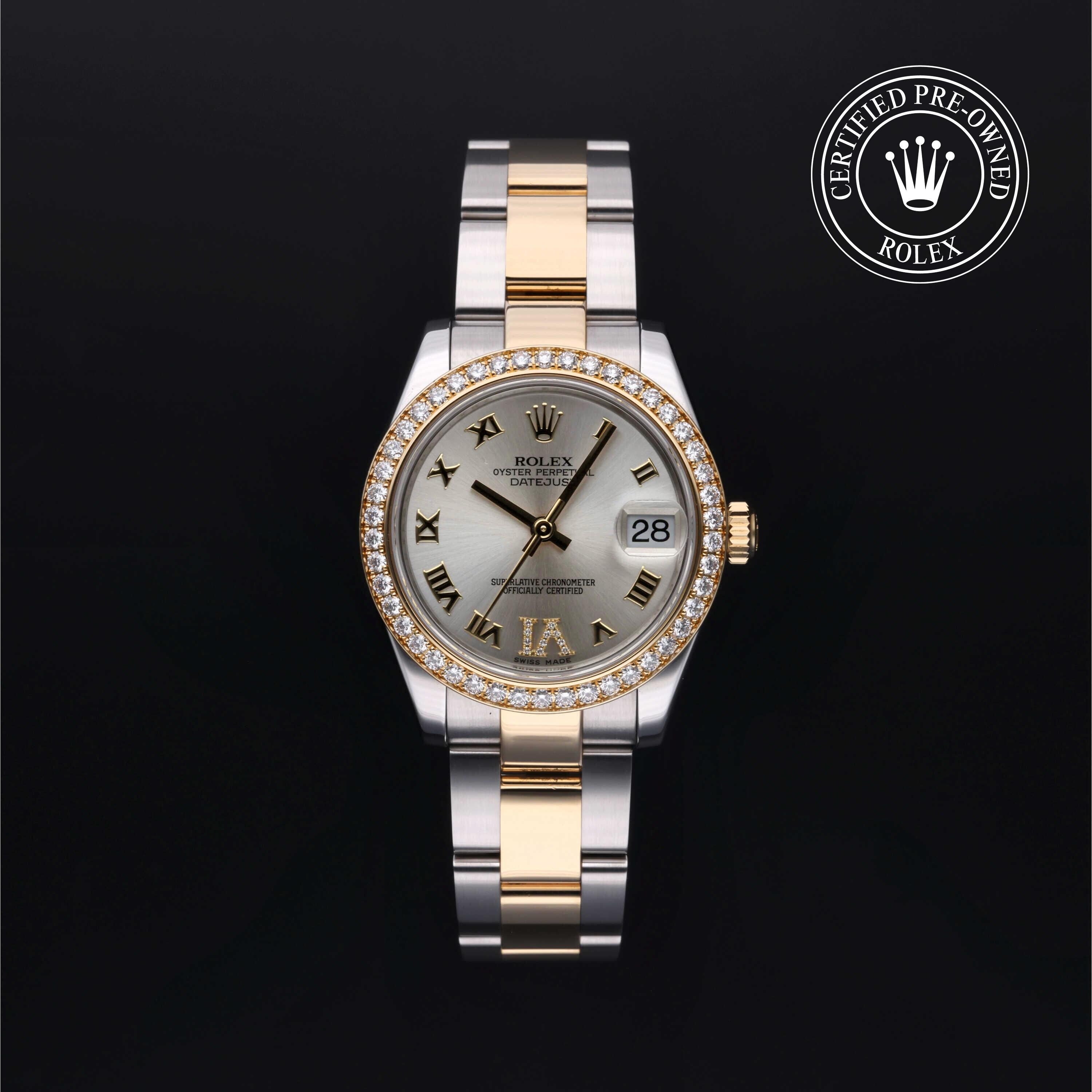 Rolex Certified Pre-owned Lady Datejust M178383-0019 front on black background