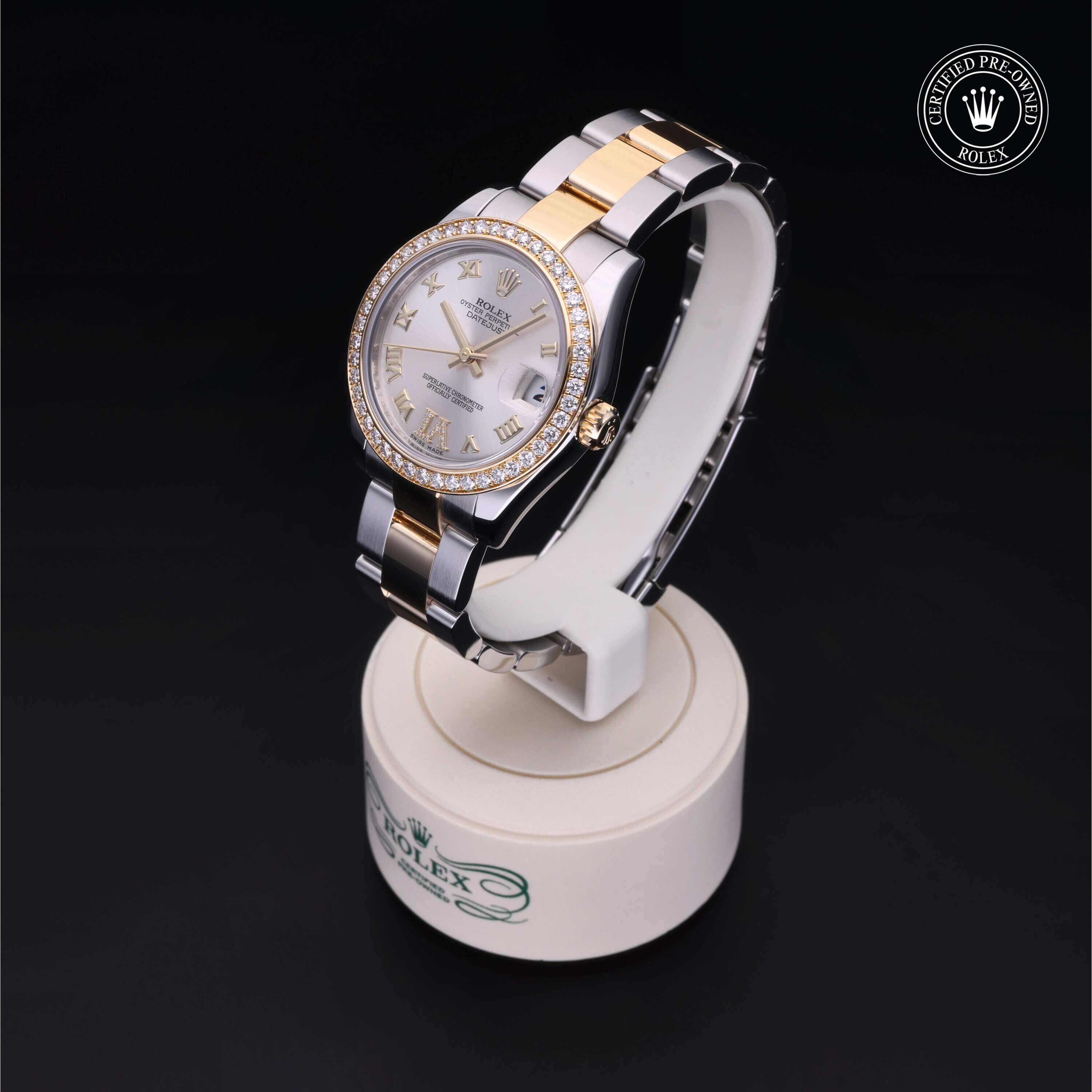 Rolex Certified Pre-owned Lady Datejust M178383-0019 front on black background