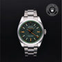 Rolex Certified Pre-owned Milgauss M116400GV-0001 front on black background